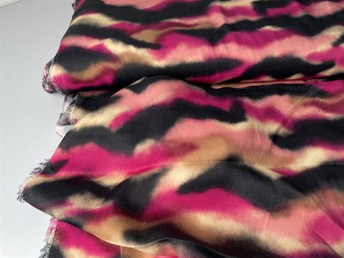 Fastvævet viscose - tie dye i lækre brændte toner